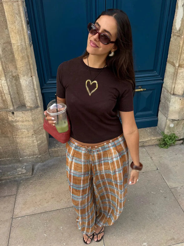Plaid Loose Pants
